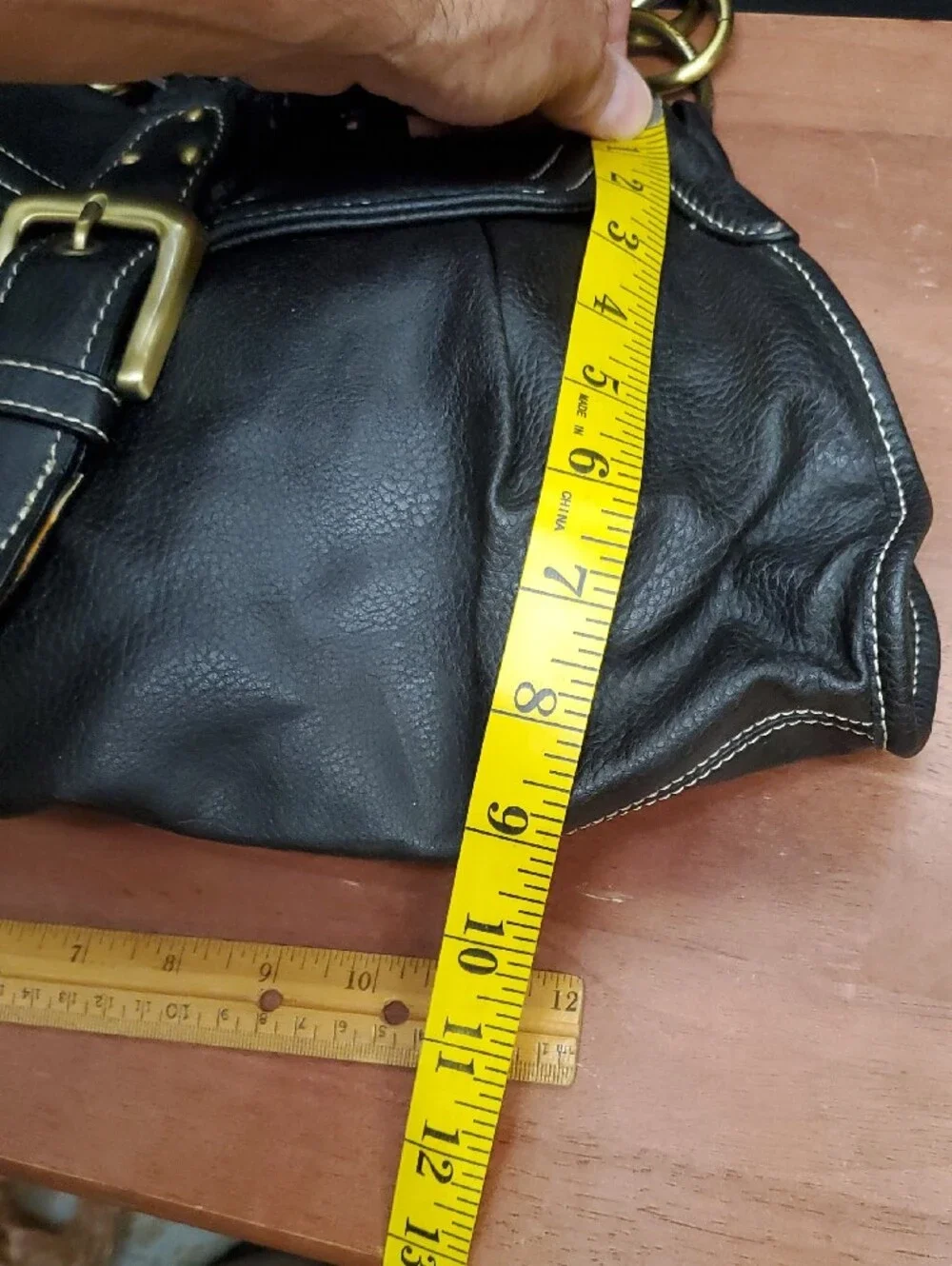 Vintage Tommy Hilfiger Black Leather Hobo Bag with Braided Strap